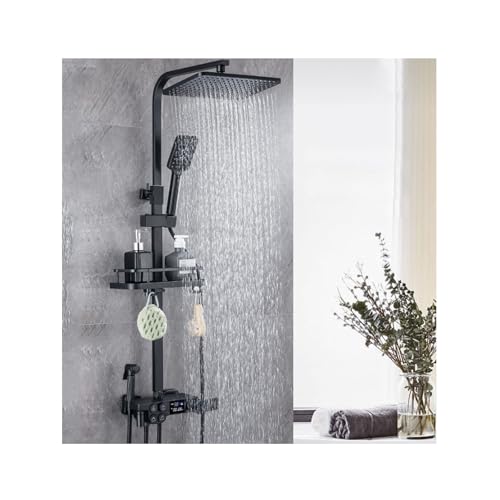 WRJAHCG Schwarz Duschsystem Mit Thermostat,Intelligentes Led Display,3 WassersprüHmodi,Verstellbare Hebestange,Duschbrause Mit Schlauch Geeignet FüR Erwachsene Kinder Und Haustiere WRJAHCG Schwarz Duschsystem Mit Thermostat,Intelligentes Led Display,3 WassersprüHmodi,Verstellbare Hebestange,Duschbrause Mit Schlauch Geeignet FüR Erwachsene Kinder Und Haustiere von WRJAHCG