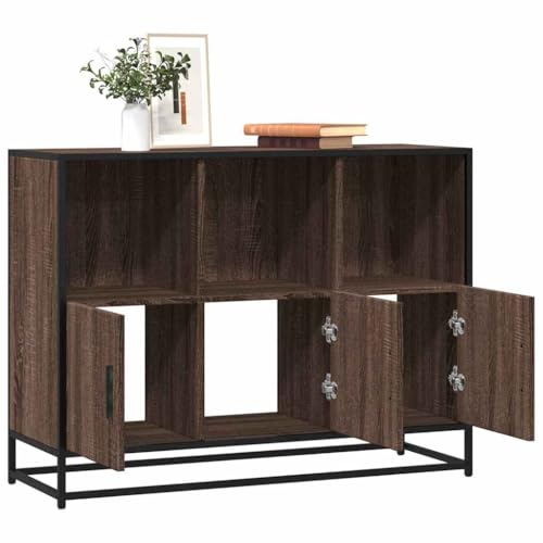 Sideboard Braun Eichen-Optik 100x35x76 cm Holzwerkstoff Geschirrschrank Schuhschrank Aktenschrank Vitrinenschrank für Esszimmer Küche Kaffeebar Büro von WRJENFSC