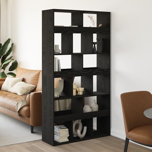 WRJENFSC 2 STK. Schmaler Hoch Bücherregal Schwarz Eiche Holzwerkstoff Matt Rechteckig 100x33x187,5 cm mit 12 Fächern für Bücher Deko als Raumteiler in Wohnzimmer Büro Bibliothek WRJENFSC 2 STK. Schmaler Hoch Bücherregal Schwarz Eiche Holzwerkstoff Matt Rechteckig 100x33x187,5 cm mit 12 Fächern für Bücher Deko als Raumteiler in Wohnzimmer Büro Bibliothek von WRJENFSC