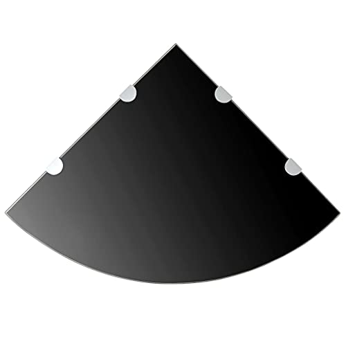 WRJENFSC 2 Stück Wand Eckregal Schwarz Glas mit Verchromten Halterungen 45x45 cm Schwebendes Regal für Küche Bad Wohnzimmer Stilvolle Ablage WRJENFSC 2 Stück Wand Eckregal Schwarz Glas mit Verchromten Halterungen 45x45 cm Schwebendes Regal für Küche Bad Wohnzimmer Stilvolle Ablage von WRJENFSC