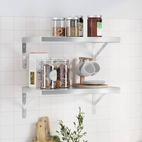 WRJENFSC 2 Stück Wandregal Schwebend Edelstahl Silber 50x30 cm für Wohnzimmer Schlafzimmer Büro Küche Badezimmer Robust und Langlebig Platzsparendes Design WRJENFSC 2 Stück Wandregal Schwebend Edelstahl Silber 50x30 cm für Wohnzimmer Schlafzimmer Büro Küche Badezimmer Robust und Langlebig Platzsparendes Design von WRJENFSC