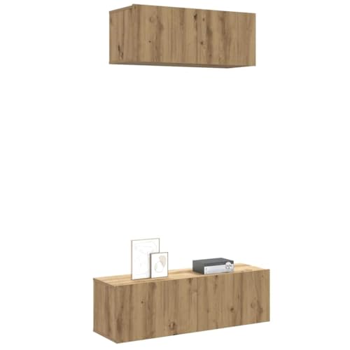 WRJENFSC 2-TLG. TV-Schrank-Set Wandmontage Artisan-Eiche Holzwerkstoff Fernseher Ständer Tv Board Hängend Wohnzimmer Möbel Buffetschrank für Inneres Wohnstube Flur Schlafzimmer von WRJENFSC