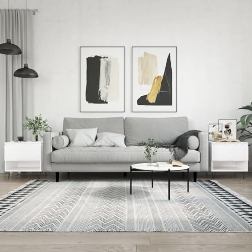 WRJENFSC 2er Set Couchtisch Beistelltisch Hochglanz Weiß 50x46x50 cm Holzwerkstoff Metall Modernes Design mit Stauraum für Wohnzimmer WRJENFSC 2er Set Couchtisch Beistelltisch Hochglanz Weiß 50x46x50 cm Holzwerkstoff Metall Modernes Design mit Stauraum für Wohnzimmer von WRJENFSC