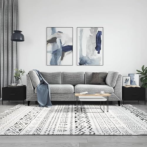 WRJENFSC 2er Set Couchtisch Beistelltisch Schwarz Holzwerkstoff mit Schublade 50x50x40 cm Eisenbeine Stilvoll und Robust für Wohnzimmer oder Schlafzimmer WRJENFSC 2er Set Couchtisch Beistelltisch Schwarz Holzwerkstoff mit Schublade 50x50x40 cm Eisenbeine Stilvoll und Robust für Wohnzimmer oder Schlafzimmer von WRJENFSC