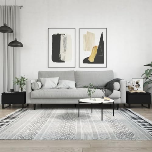 WRJENFSC 2er Set Couchtisch Schwarz Beistelltisch aus Holzwerkstoff mit Metallbeinen 50x46x35 cm mit Schublade Stauraum für Wohnzimmer Modernes Design Elegant WRJENFSC 2er Set Couchtisch Schwarz Beistelltisch aus Holzwerkstoff mit Metallbeinen 50x46x35 cm mit Schublade Stauraum für Wohnzimmer Modernes Design Elegant von WRJENFSC