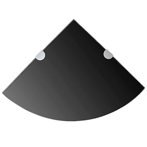 WRJENFSC 2er Set Eck Wandregal Schweberegal aus Sicherheitsglas Schwarz 35x35 cm mit Halterungen für Küche Bad Wohnzimmer Wanddekoration von WRJENFSC