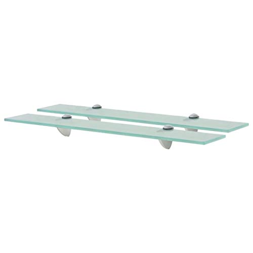 WRJENFSC 2er Set Glas Schweberegale 60x20 cm Wandregal aus gehärtetem Sicherheitsglas mit Klemmbügeln Tragkraft 10 kg für Bad Wohnzimmer Deko von WRJENFSC