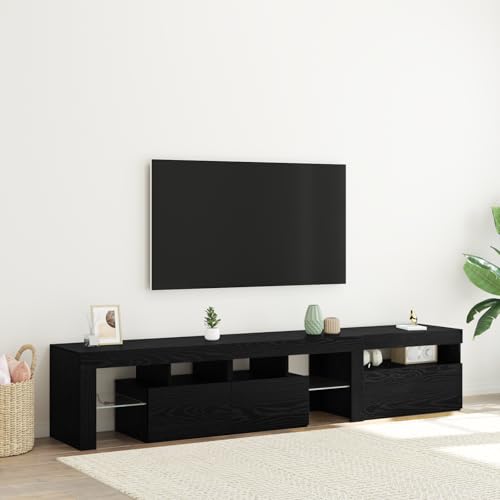 WRJENFSC 2er Set TV Schrank mit RGB LED Beleuchtung Schwarz Eiche Holzwerkstoff Matt Modernes Design und Stauraum für Wohnzimmer WRJENFSC 2er Set TV Schrank mit RGB LED Beleuchtung Schwarz Eiche Holzwerkstoff Matt Modernes Design und Stauraum für Wohnzimmer von WRJENFSC