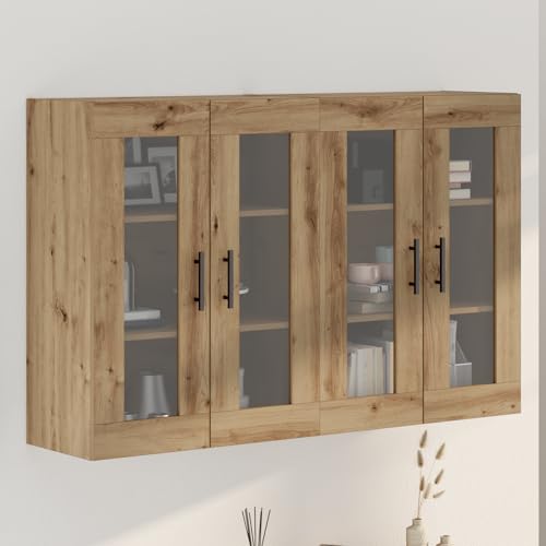 WRJENFSC 2er Set Wand-Sideboard Modernes Design Eiche Braun 69,5×34×90 cm MDF mit verstellbaren Regalen für Wohnzimmer Esszimmer Flur von WRJENFSC