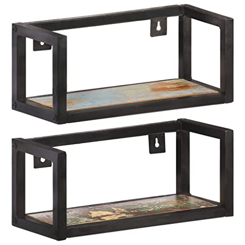 WRJENFSC 2er Set Wandregale 40 cm Altholz Massiv Industrial Style Wandregal Set für Wohnzimmer Küche Bad Wanddeko und Ablage WRJENFSC 2er Set Wandregale 40 cm Altholz Massiv Industrial Style Wandregal Set für Wohnzimmer Küche Bad Wanddeko und Ablage von WRJENFSC