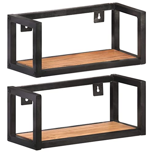 WRJENFSC 2er Set Wandregale Industrial Style Massivholz Akazie 40x17x17 cm mit Eisenrahmen Schwarz Stabil und Langlebig für Wohnzimmer Bad Küche WRJENFSC 2er Set Wandregale Industrial Style Massivholz Akazie 40x17x17 cm mit Eisenrahmen Schwarz Stabil und Langlebig für Wohnzimmer Bad Küche von WRJENFSC