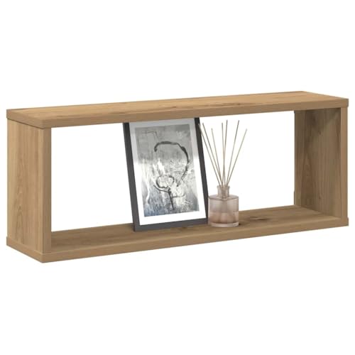 WRJENFSC 2er Set Würfel Wandregal Artisan-Eiche 60x15x23 cm Schmal Holzwerkstoff Wandregale für Wohnzimmer Bad Küche Platzsparendes Design von WRJENFSC