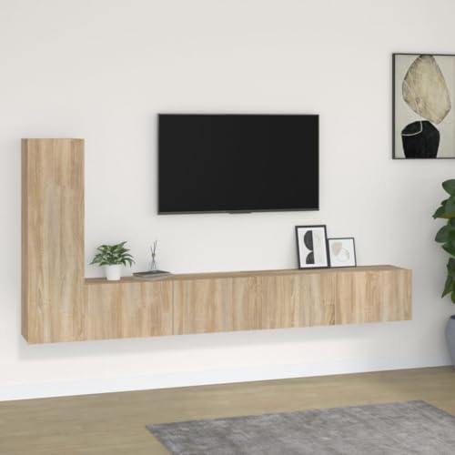 WRJENFSC 3-TLG. TV-Schrank-Set Sonoma-Eiche Holzwerkstoff Tv Cabinet for Living Room Tv Sideboard Wohnzimmer Wohnzimmer Möbel Buffetschrank für Inneres Wohnstube Schlafzimmer Flur von WRJENFSC