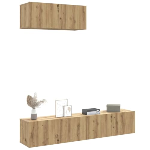 WRJENFSC 3-TLG. TV-Schrank-Set Wandmontage Artisan-Eiche Holzwerkstoff Fernseher Ständer Tv Board Hängend Wohnzimmer Möbel Buffetschrank für Inneres Wohnstube Flur Schlafzimmer von WRJENFSC
