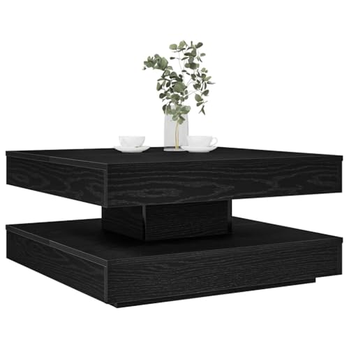 WRJENFSC 360 Grad Drehbarer Couchtisch Beistelltisch Schwarz mit Stauraum 70x70x34,5 cm Moderner Wohnzimmertisch WRJENFSC 360 Grad Drehbarer Couchtisch Beistelltisch Schwarz mit Stauraum 70x70x34,5 cm Moderner Wohnzimmertisch von WRJENFSC