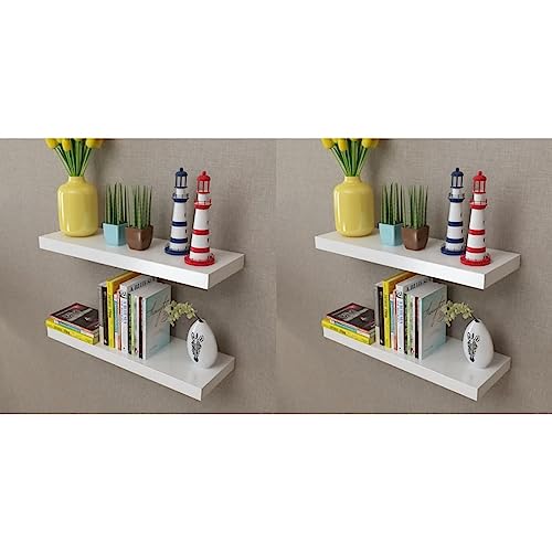 WRJENFSC 4 Stück Weiße Wandregale 60 cm Schwebend mit Unsichtbarem Montagesystem für Aufbewahrung in Wohnzimmer Bad Küche WRJENFSC 4 Stück Weiße Wandregale 60 cm Schwebend mit Unsichtbarem Montagesystem für Aufbewahrung in Wohnzimmer Bad Küche von WRJENFSC