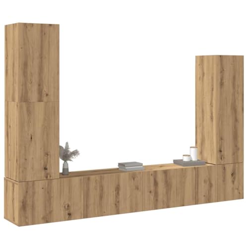 WRJENFSC 4-TLG. TV-Schrank-Set Wandmontage Artisan-Eiche Holzwerkstoff Tv-Schrank Tv Sideboard Wohnzimmer Tv Ständer Wohnzimmer Möbel für Inneres Flur Wohnstube Schlafzimmer von WRJENFSC