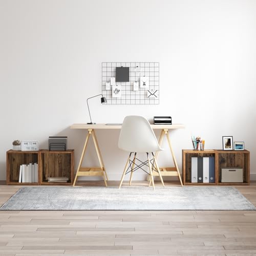 WRJENFSC 4er TV Schrank Set aus altem Holz Braun Rustikales Design Verwitterte Oberfläche für Wohnzimmer Rechteckig 35x37x37cm von WRJENFSC
