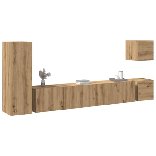 WRJENFSC 5-TLG. TV-Schrank-Set Wandmontage Artisan-Eiche aus Holzwerkstoff mit praktischem Design und großem Stauraum für Wohnzimmer Fernseher Möbel WRJENFSC 5-TLG. TV-Schrank-Set Wandmontage Artisan-Eiche aus Holzwerkstoff mit praktischem Design und großem Stauraum für Wohnzimmer Fernseher Möbel von WRJENFSC