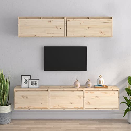 WRJENFSC 5-teiliges TV-Schrank-Set Massivholz Kiefer Tv Stand Cabinet Tv Board Hängend Buffetschrank Fernsehtisch Hoch für Wohnstube Inneres Flur Schlafzimmer WRJENFSC 5-teiliges TV-Schrank-Set Massivholz Kiefer Tv Stand Cabinet Tv Board Hängend Buffetschrank Fernsehtisch Hoch für Wohnstube Inneres Flur Schlafzimmer von WRJENFSC
