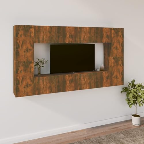WRJENFSC 8-TLG. TV-Schrank-Set Räuchereiche Holzwerkstoff Tv Stand Cabinet Tv Sideboard Wohnzimmer Fernsehschrank Tv Bank für Wohnstube Flur Inneres Schlafzimmer von WRJENFSC