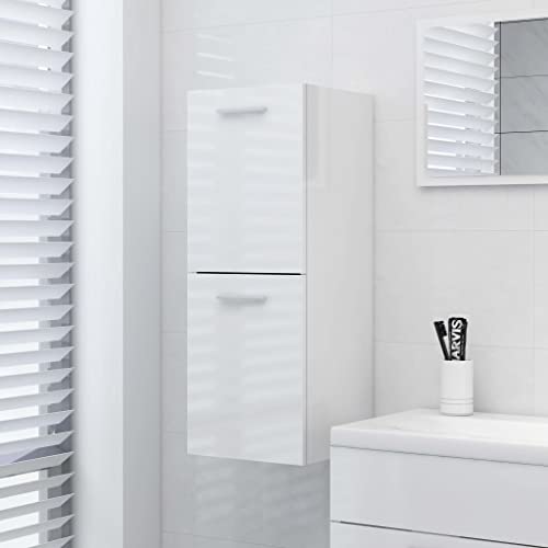 WRJENFSC Badezimmer-Schrank Badezimmer-Aufbewahrungs-Sets Badezimmerschrank Hochglanz-Weiß 30x30x80 cm Holzwerkstoff Geeignet für Schlafzimmer, Toilette, Bad von WRJENFSC