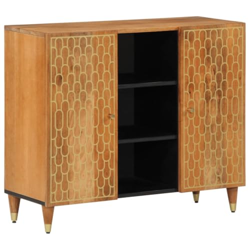 WRJENFSC Beistellschrank 90x33x75 cm Massivholz Mango Sideboard Outdoor Badezimmerschrank Küchenregal Stehend Küchenbuffet Buffetschrank für Esszimmer Kaffeebar Wohnzimmer Schlafzimmer von WRJENFSC