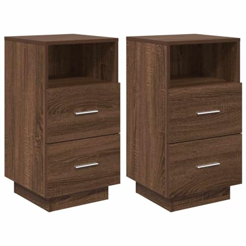 WRJENFSC Beistellschrank Betttisch Nachtschrank Nachttisch Klein - Nachttische 2 STK. mit 2 Schubladen Braun Eiche 36x36x68 cm für Jugendzimmer Schlafzimmer Wohnzimmer Büro WRJENFSC Beistellschrank Betttisch Nachtschrank Nachttisch Klein - Nachttische 2 STK. mit 2 Schubladen Braun Eiche 36x36x68 cm für Jugendzimmer Schlafzimmer Wohnzimmer Büro von WRJENFSC