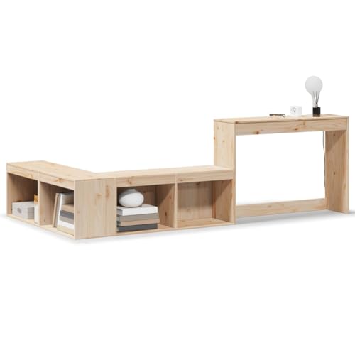 WRJENFSC Beistellschrank Couchtisch Nachtschrank Telefontisch - Nachttisch mit Schreibtisch 232x112x75 cm Massivholz Kiefer für Jugendzimmer Wohnzimmer Schlafzimmer Büro von WRJENFSC