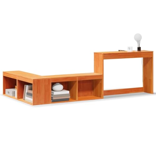 WRJENFSC Beistellschrank Couchtisch Nachtschrank Telefontisch - Nachttisch mit Schreibtisch Wachsbraun 232x122x75 cm Massivholz für Jugendzimmer Wohnzimmer Schlafzimmer Büro von WRJENFSC