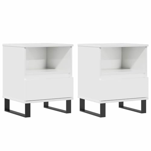 WRJENFSC Beistellschrank Nachttische Coffee Table Telefontisch - Nachttische 2 STK. Hochglanz-Weiß 40x35x50 cm Holzwerkstoff für Schlafzimmer Wohnzimmer Jugendzimmer Büro von WRJENFSC
