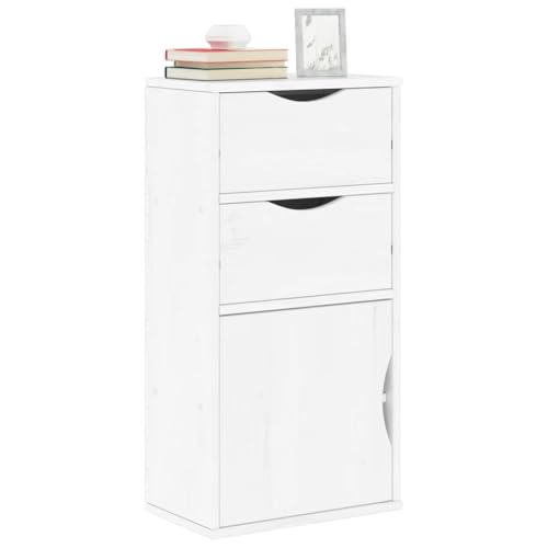 WRJENFSC Beistellschrank ODDA Weiß 40 x 24 x 79 cm Massiv Kiefer mit 2 Schubladen Stauraum landhausstil für Schlafzimmer Flur oder Wohnzimmer WRJENFSC Beistellschrank ODDA Weiß 40 x 24 x 79 cm Massiv Kiefer mit 2 Schubladen Stauraum landhausstil für Schlafzimmer Flur oder Wohnzimmer von WRJENFSC