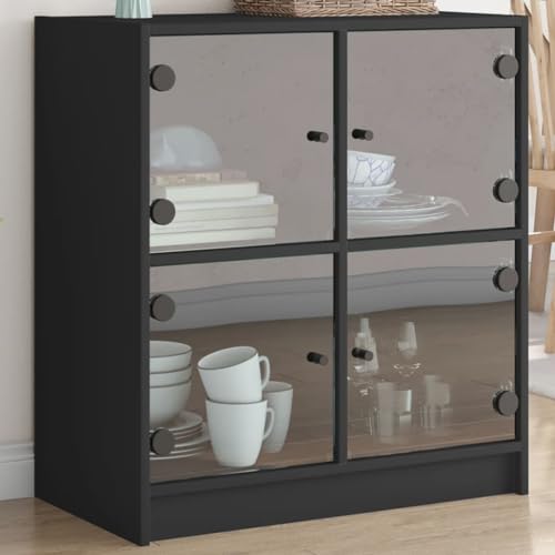 WRJENFSC Beistellschrank mit Glastüren Schwarz 68x37x75,5 cm Modernes Sideboard aus Holzwerkstoff für Living Room Küche & Flur WRJENFSC Beistellschrank mit Glastüren Schwarz 68x37x75,5 cm Modernes Sideboard aus Holzwerkstoff für Living Room Küche & Flur von WRJENFSC