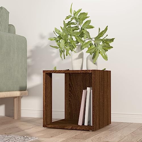 WRJENFSC Beistelltisch Braun Eichenoptik Holzwerkstoff 33x33x34.5 cm mit Stauraum für Wohnzimmer und Korridor von WRJENFSC