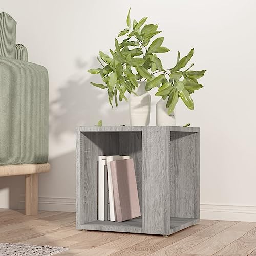 WRJENFSC Beistelltisch Grau Sonoma 33x33x34,5 cm Holzwerkstoff mit rustikalem Charme und offenen Fächern für Wohnzimmer und kleine Ecken von WRJENFSC