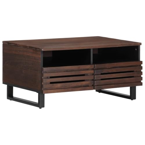 WRJENFSC Brauner Couchtisch aus Massivholz Mango mit 3 Schubladen 80x55x40 cm, robuster Beistelltisch für Wohnzimmer, Schlafzimmer oder Flur mit Stauraum und vielseitigem Design von WRJENFSC