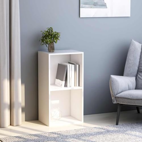 WRJENFSC Bücherregal 2 Fächer Weiß 40x30x76,5 cm Holzwerkstoff Bookcase Küchenregal Sideboard Wohnzimmer Cd Regal für Wohnzimmer Badezimmer Büro Schlafzimmer von WRJENFSC