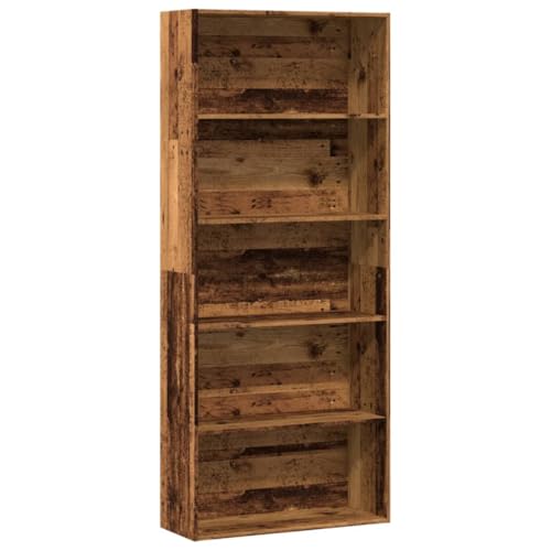 WRJENFSC Bücherregal Altholz-Optik 80x30x189 cm Holzwerkstoff Bookcase Küchenregal Sideboard Wohnzimmer Cd Regal für Wohnzimmer Badezimmer Büro Schlafzimmer von WRJENFSC