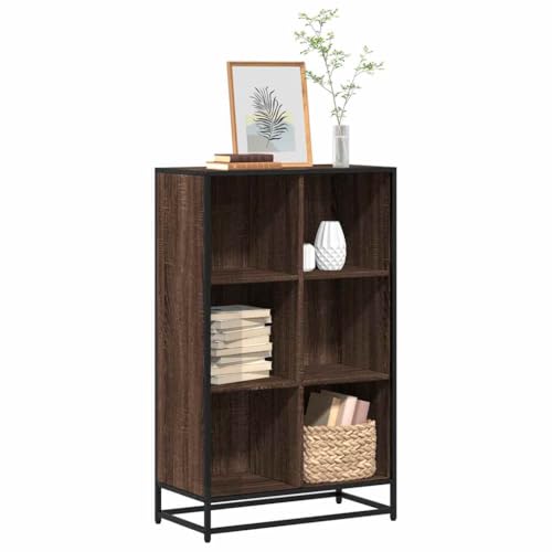WRJENFSC Bücherregal Braun Eichen-Optik aus Holzwerkstoff und Metall 65,5x33x107,5 cm Schmaler Hochschrank mit 6 Fächern Modernes Design für Wohnzimmer Büro oder Dekoration WRJENFSC Bücherregal Braun Eichen-Optik aus Holzwerkstoff und Metall 65,5x33x107,5 cm Schmaler Hochschrank mit 6 Fächern Modernes Design für Wohnzimmer Büro oder Dekoration von WRJENFSC