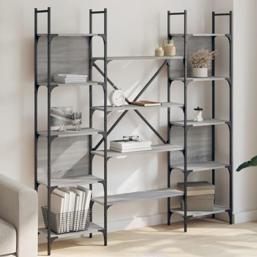 WRJENFSC Bücherregal Grau Sonoma 155,5x24x166,5 cm Holzwerkstoff Stahl Stehendes Regal für Wohnzimmer Büro Schlafzimmer WRJENFSC Bücherregal Grau Sonoma 155,5x24x166,5 cm Holzwerkstoff Stahl Stehendes Regal für Wohnzimmer Büro Schlafzimmer von WRJENFSC