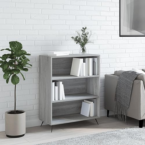 WRJENFSC Bücherregal Grau Sonoma 69,5x32,5x90 cm Schmal Holzwerkstoff Regal mit Metallfüßen für Wohnzimmer WRJENFSC Bücherregal Grau Sonoma 69,5x32,5x90 cm Schmal Holzwerkstoff Regal mit Metallfüßen für Wohnzimmer von WRJENFSC