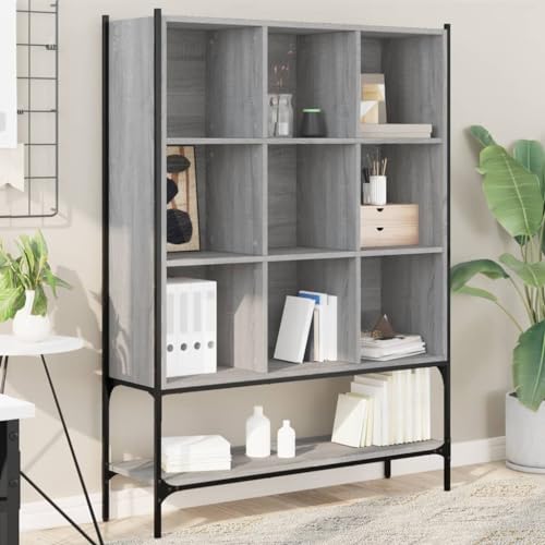 WRJENFSC Bücherregal Grau Sonoma aus Holzwerkstoff und Stahl 102x30x141,5 cm – Schmales Hochregal mit 9 Fächern für Wohnzimmer Büro Schlafzimmer platzsparend und stabil WRJENFSC Bücherregal Grau Sonoma aus Holzwerkstoff und Stahl 102x30x141,5 cm – Schmales Hochregal mit 9 Fächern für Wohnzimmer Büro Schlafzimmer platzsparend und stabil von WRJENFSC