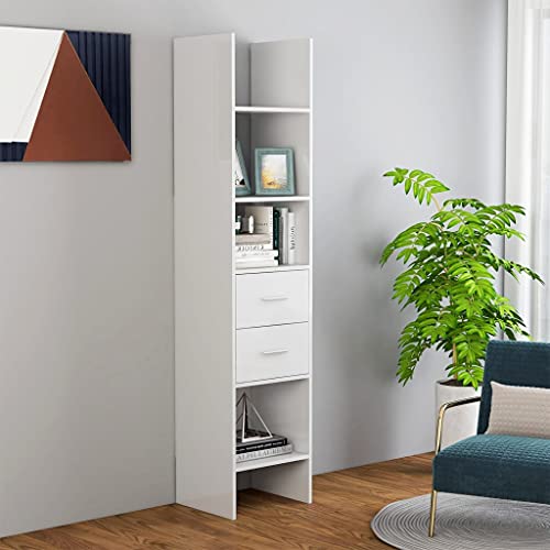 WRJENFSC Bücherregal Hochglanz-Weiß 40x35x180 cm Holzwerkstoff Modernes Regal mit Schubladen für Wohnzimmer WRJENFSC Bücherregal Hochglanz-Weiß 40x35x180 cm Holzwerkstoff Modernes Regal mit Schubladen für Wohnzimmer von WRJENFSC
