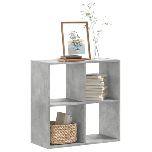 WRJENFSC Bücherregal Hochschrank Schmal Betongrau 68,5x32x68,5 cm Holzwerkstoff mit 4 Fächern Stehendes Regal für Wohnzimmer Büro als Raumteiler von WRJENFSC