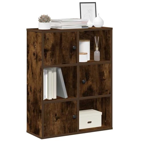 WRJENFSC Bücherregal Holzwerkstoff Räuchereiche 60x24x76,5 cm Schmaler Schrank Stehendes Regal mit Tür für Wohnzimmer von WRJENFSC