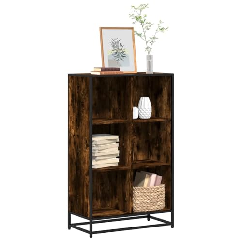 WRJENFSC Bücherregal Räuchereiche 65,5x33x107,5 cm aus Holzwerkstoff und Metall Modernes Design mit 6 Fächern für Wohnzimmer Büro oder als Raumteiler WRJENFSC Bücherregal Räuchereiche 65,5x33x107,5 cm aus Holzwerkstoff und Metall Modernes Design mit 6 Fächern für Wohnzimmer Büro oder als Raumteiler von WRJENFSC