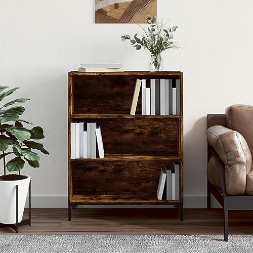 WRJENFSC Bücherregal Räuchereiche Holzwerkstoff Schmal Hoch Modern mit Metallfüßen 69,5x32,5x90 cm für Bücher und Deko im Wohnzimmer WRJENFSC Bücherregal Räuchereiche Holzwerkstoff Schmal Hoch Modern mit Metallfüßen 69,5x32,5x90 cm für Bücher und Deko im Wohnzimmer von WRJENFSC