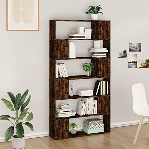 WRJENFSC Bücherregal Raumteiler Räuchereiche 100x24x188 cm aus Holzwerkstoff mit 6 Fächern für Aufbewahrung im Wohnzimmer Büro und mehr WRJENFSC Bücherregal Raumteiler Räuchereiche 100x24x188 cm aus Holzwerkstoff mit 6 Fächern für Aufbewahrung im Wohnzimmer Büro und mehr von WRJENFSC