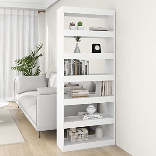 WRJENFSC Bücherregal Raumteiler Weiß 80x30x198 cm Holzwerkstoff Elegant Schmal Hoch Robust für Wohnzimmer Flur als Stauraum Lösung WRJENFSC Bücherregal Raumteiler Weiß 80x30x198 cm Holzwerkstoff Elegant Schmal Hoch Robust für Wohnzimmer Flur als Stauraum Lösung von WRJENFSC