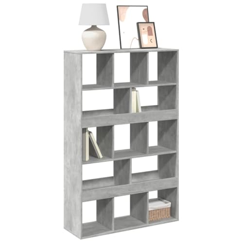 WRJENFSC Bücherregal Schmal Hoch Betongrau 100x33x156,5 cm aus Holzwerkstoff mit 13 Fächern für Wohnzimmer und als Raumteiler WRJENFSC Bücherregal Schmal Hoch Betongrau 100x33x156,5 cm aus Holzwerkstoff mit 13 Fächern für Wohnzimmer und als Raumteiler von WRJENFSC